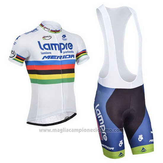 2013 Abbigliamento Ciclismo UCI Mondo Campione Lider Lampre Merida Manica Corta e Salopette
